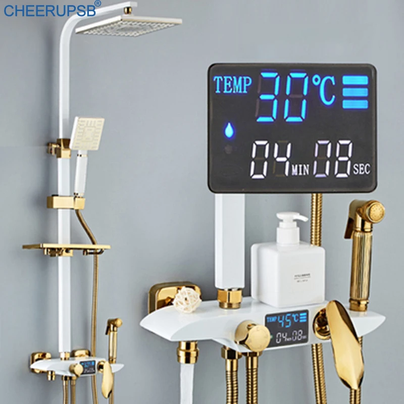 Цифровой Смеситель для ванной комнаты настенный смеситель с ЖК дисплеем и
