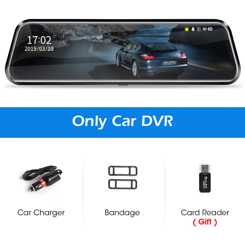 Jansite 10 ''видеорегистратор 1080P с сенсорным экраном, автомобильная камера dvr, циклическая запись, медиа, ночное видение, двойной объектив, g-сенсор - Название цвета: No backup camera