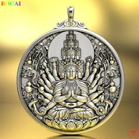 bocai s999 sterling silver pendants 2021 popular carving thousand hand avalokitesvara pure argentum amulet jewelry for men women