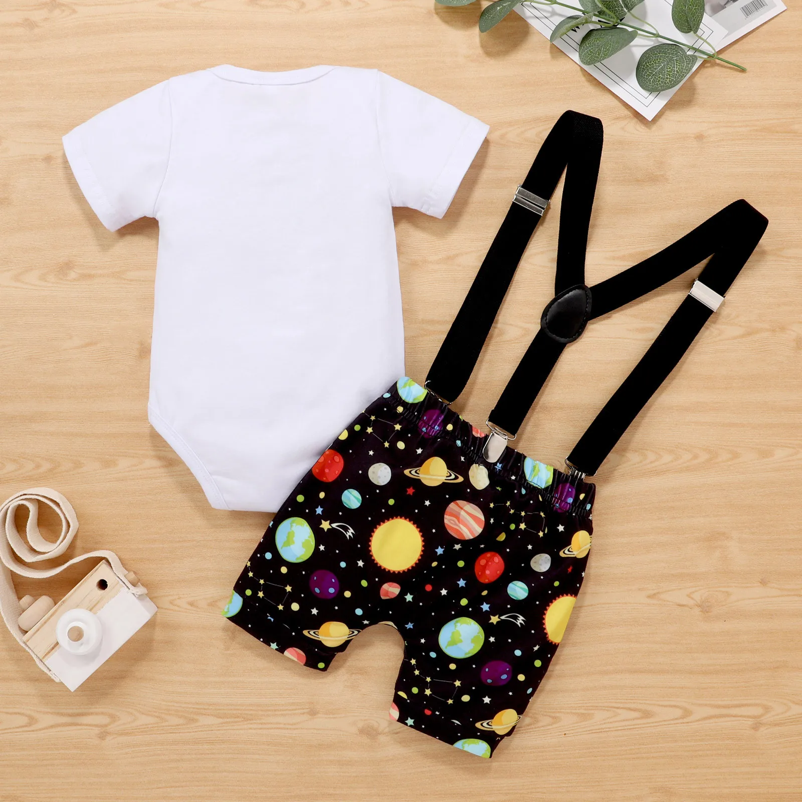 

Ropa Bebe Newborn Toddler Baby Boys Clothes Sets Infant Baby Star Romper+bow Suspender Shorts Birthday Outfits Summer Baby Cloth