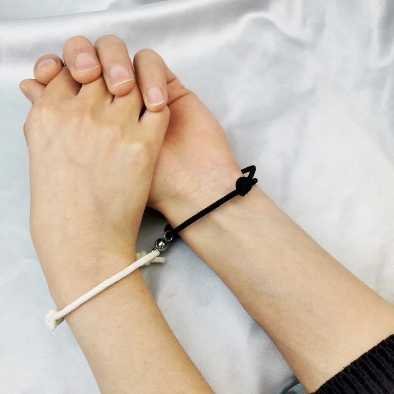 Магнитный браслет для пар ручная работа Регулируемая Веревка подходящая к