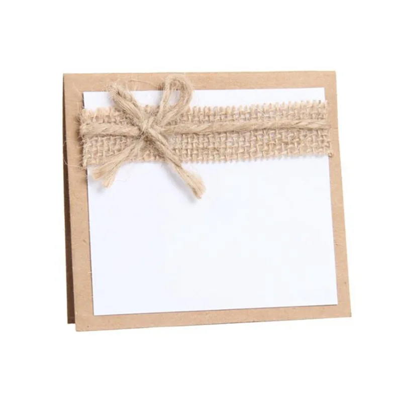

10 Pieces Kraft Paper Blank Place Name Card Rustic Wedding Table Card Twine Bow Table Numbers Vintage Wedding Decoration