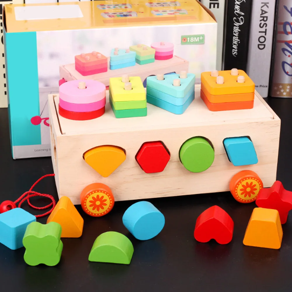 DIY дизайн строительные блоки игрушки для Детские Обучающие деревянные трейлеры