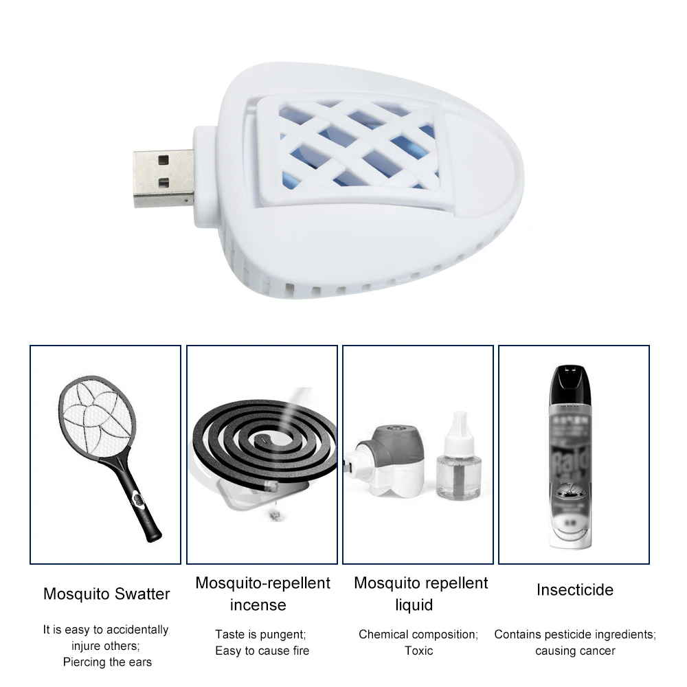 Электрический USB убийца комаров Портативный Отпугиватель без запаха долговечный