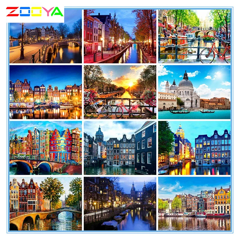 Полный квадрат дрель 5D Diy Алмазная картина город Стразы рукоделие вышивка