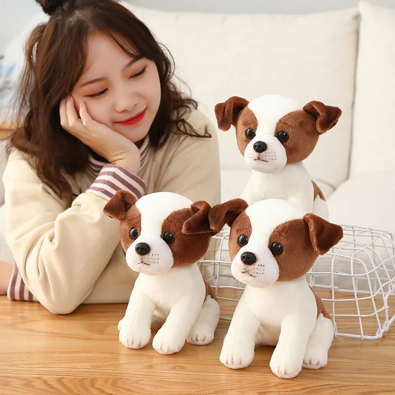 Коричневый и белый 20 см кавайная детская имитация реальной жизни собака плюшевые