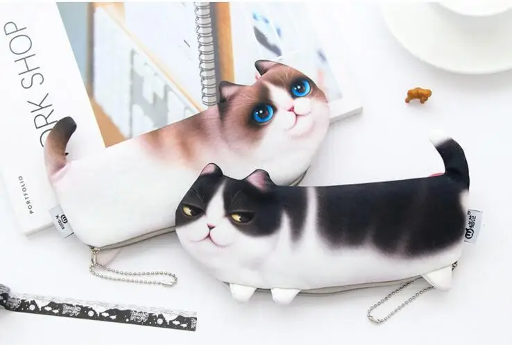 1 шт. Lytwtw милый мультфильм Kawaii животные кошка портативный Карандаш сумка Чехол карманный Pounch школа стационарный мягкая ткань