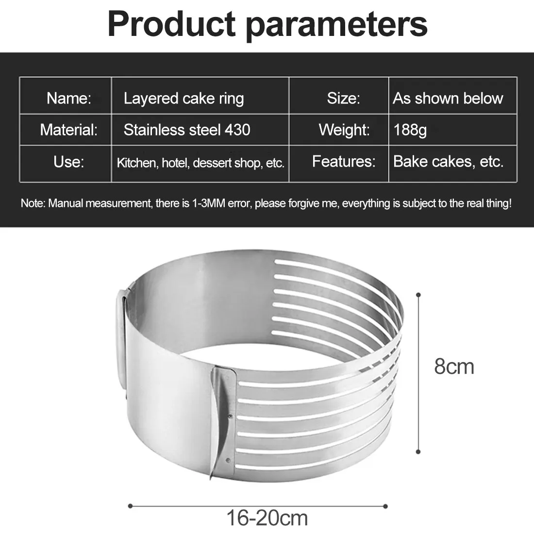 

Hot 3 Types Dough Cutter Trimmer Stainless Steel Adjustable Wire Cake Slicer Pizza Baking Tools Cake Tools Kitchen Accessories