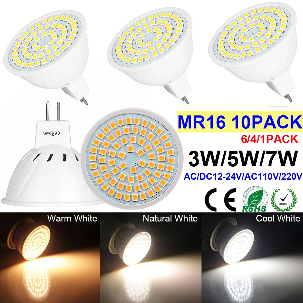Светодиодный светильник лампы MR16 светодиодный s лампа AC/DC12V-24V AC110V/AC220V Точечный