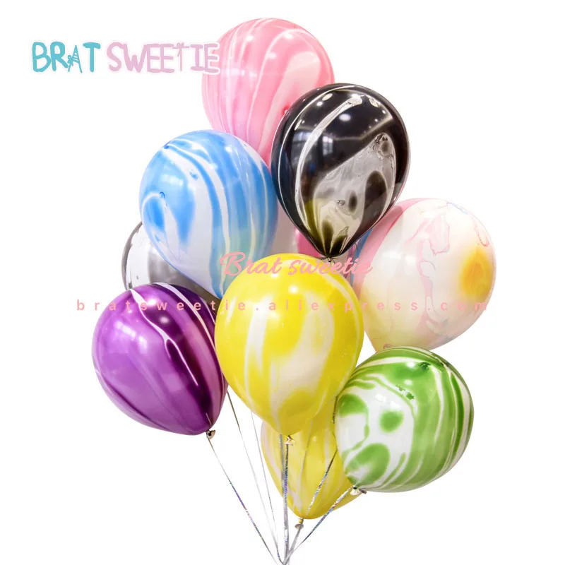 Радуга Розовый Синий Агатовые мраморные латексные воздушные шары на День