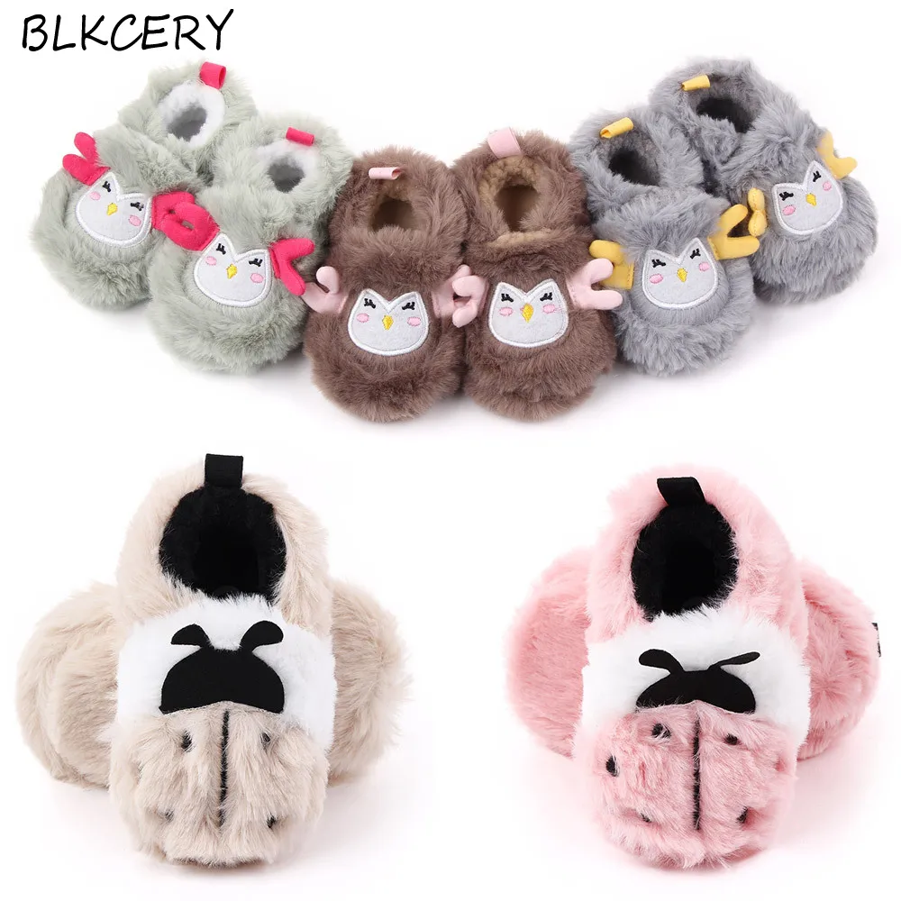 

New Fashion Baby Crib Shoes Newborn Footwear Toddler Baby Girls Boys Cartoon Plush Shoes Anti Slip Soft Sole Shoe 0-18M Trainers