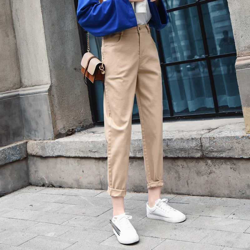 Женские коричневые джинсы с высокой талией размера плюс обтягивающие