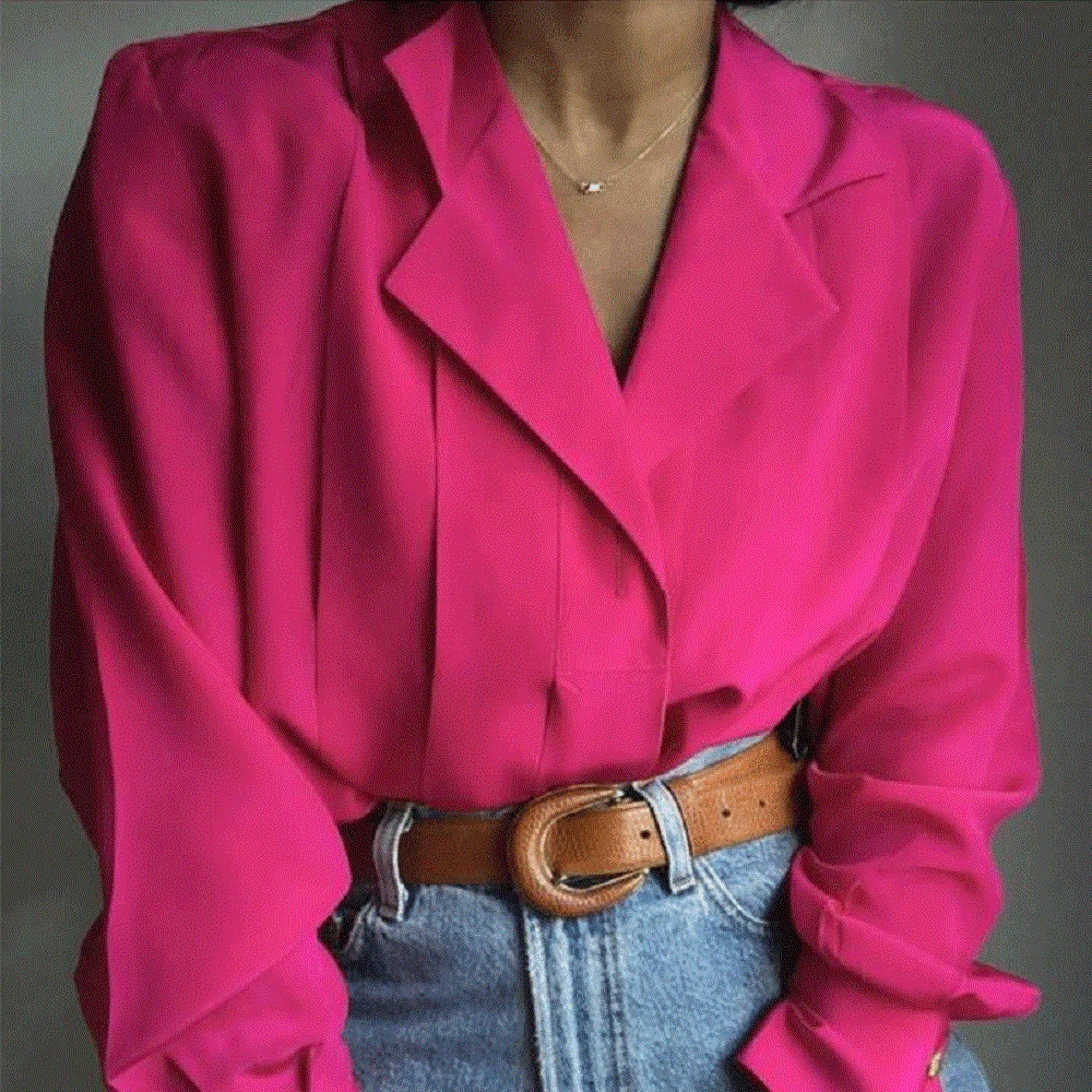 

2021 New Autumn Lapel Cardigan Long-Sleeved Shirt Blouse Light Mature Cross-Border Loose Casual Shirt