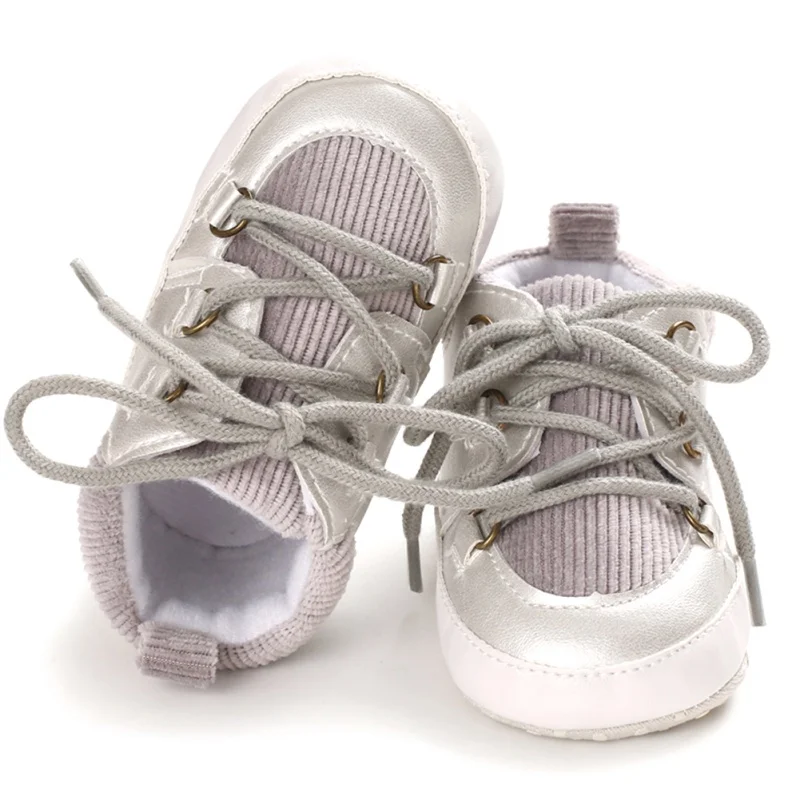 

Newborn Baby Boy Girl Soft Sole Crib Shoes Warm Boots Anti-slip Sneaker PU Breathable Solid Infant First Walkers 0-18M