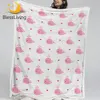 BlessLiving Cute Whale Soft Blanket Pink Blanket Ocean Animal Cartoon Plush Bedspread Heart Printed Sherpa Blanket for Girls 1