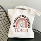 Сумка-шоппер с принтом кофе дает мне учителя, Женская Холщовая Сумка на плечо, повседневная женская сумка