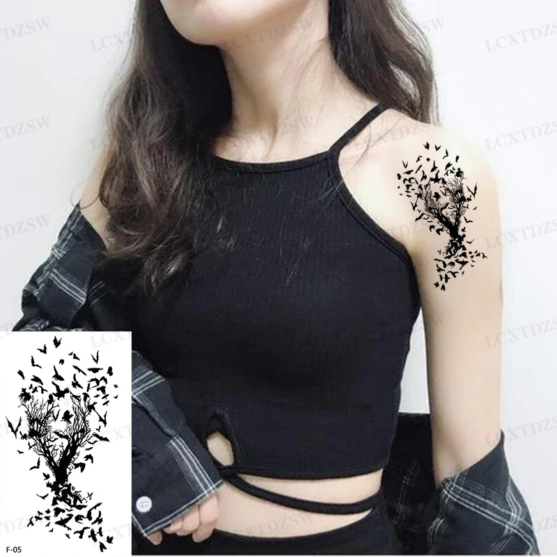 Temporary Waterproof Tattoo Stickers For Men And Women, Black Smile Pattern, Fake Tattoo, Pistol Rose Tattoo, Lightning Tattoo