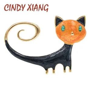 Броши женские эмалированные в виде кошки CINDY XIANG, 2 цвета