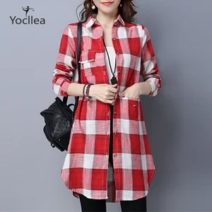 Женские блузки в клетку, рубашки с длинными рукавами из хлопка и льна, женские офисные Свободные повседневные топы, размеры 3XL