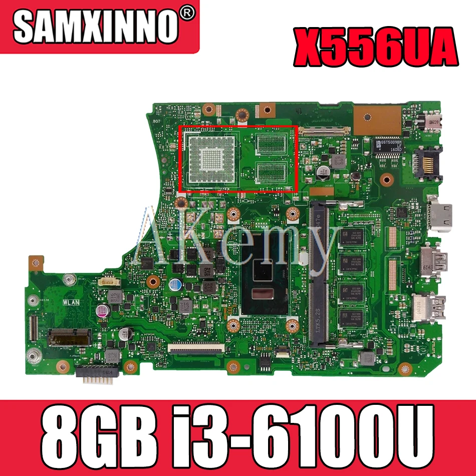 

AKEMY X556UAM оригинальная материнская плата For Asus X556UA X556UQK X556UQ X556UB X556UJ X556UF X556UV DDR4 8 Гб i3-6100U материнская плата для ноутбука