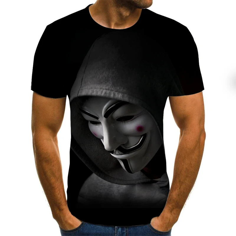 

2021 New Clown T-shirt Men's Clown Face Tops Funny Clown Shirt Round Neck Fashion Streetwear 3D Clown Short Sleeve Sleeve Style