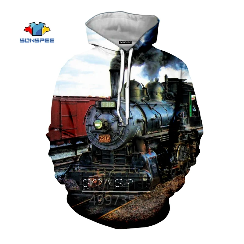 SONSPEE паровой поезд Осенняя мода для мальчиков и девочек подростков свитшоты 3D
