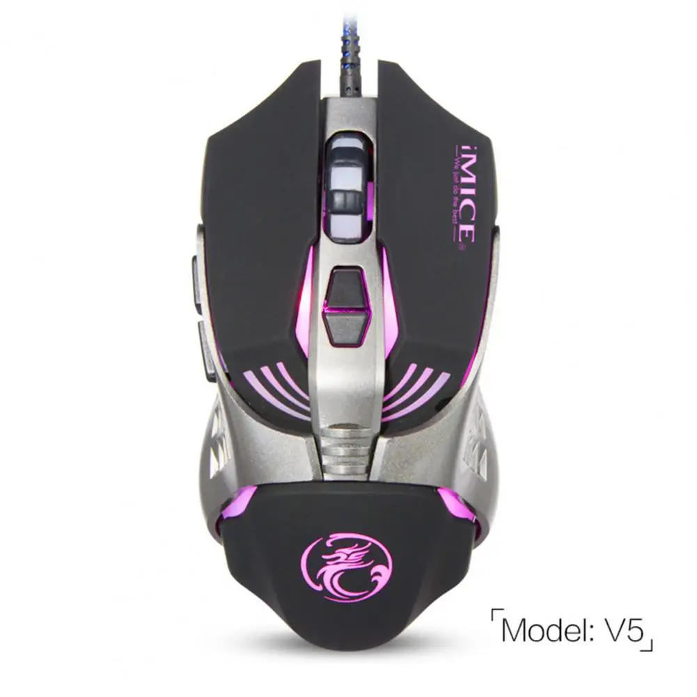 

IMICE V5 USB Wired Mouse Professional Gaming Chip High Precision Optical Engine ABS LED Optical Mouse with Programming Keys for