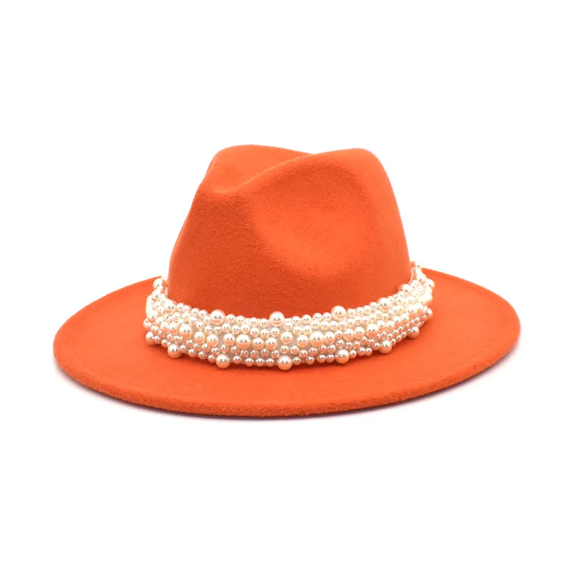 

Big pearl fedora hat woolen jazz hat party hats ladies fedora hats men hats top hats Panama кепка женская