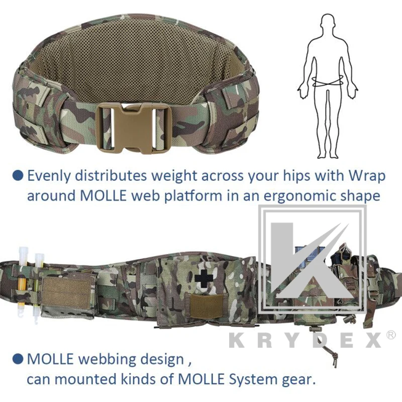 Ремень KRYDEX Multicam Тактический с мягкой системой MOLLE многофункциональный
