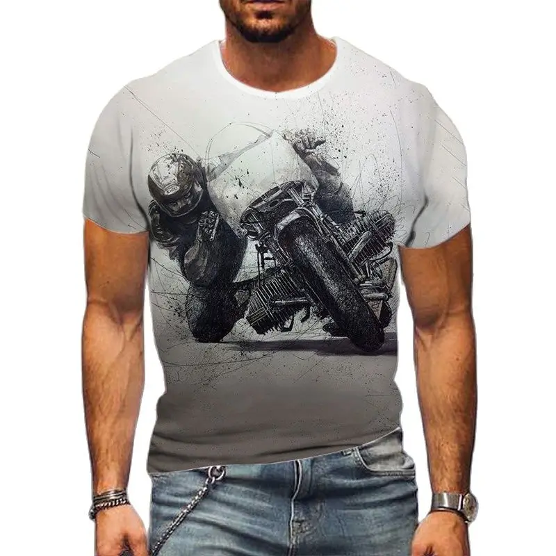 

Cool Motorcycle Racer Men's T-shirt 3D Printing Summer Fashion Top O-neck Shirt Plus Size Streetwear XXS-6XL