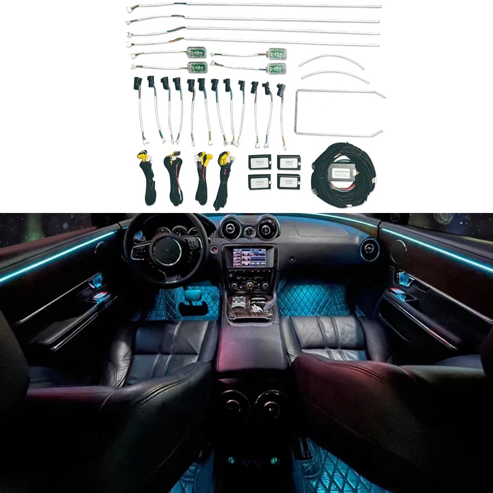 

OEM индивидуальный дизайн, Высококачественная модная автомобильная система освещения, 10 цветов, многорежимный RGB экран управления для Jaguar XF ...