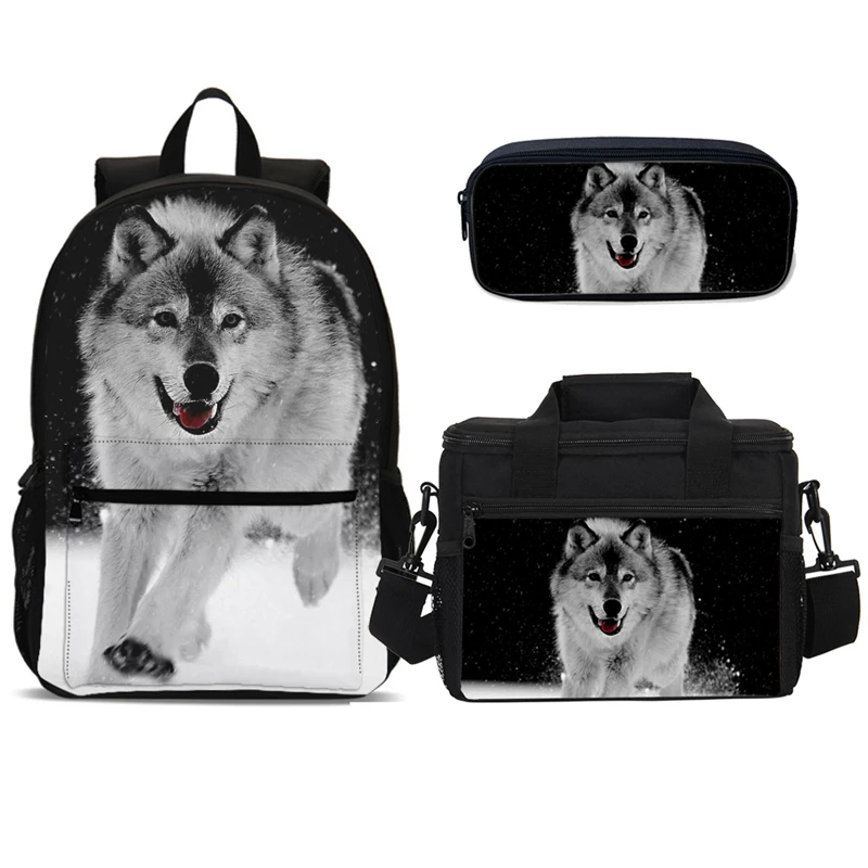3 шт./компл. Мода с изображением волка детские школьные сумки для подростков