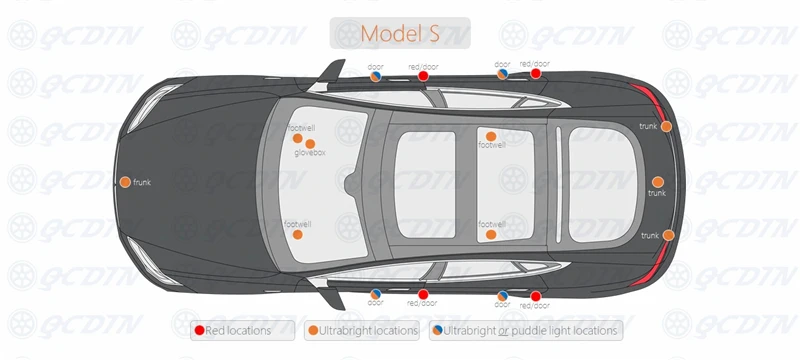 QCDIN ультра-яркая для TESLA OEM Светодиодная лампа для освещения салона автомобиля дверь багажник для ног GloveBox светильник для TESLA модель X S 3