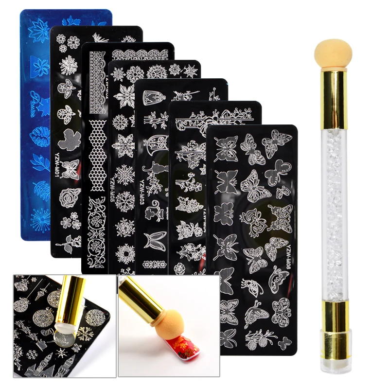 

1 Set Nail Stamping Plates Butterfly Snowflake Lace Design Stamp Template for Printing Stencil Tools