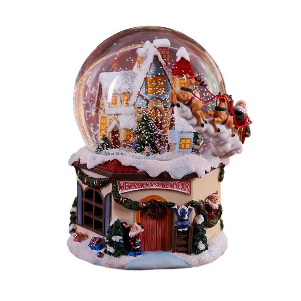 

Вращающийся Рождественский хрустальный шар Санта-Клаус снежный Дом Музыкальная Шкатулка светильник кой рождественские подарки для детей ...