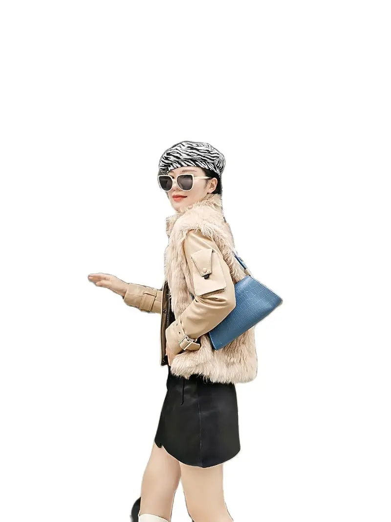 

2021 new winter Women brown fur coat Brand factory direct sale fur integration fur genuine leather jacket women dropshipping