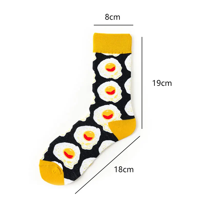 

8 Colors Food Series Cartoon Warm Medium Tube Socks Breathable Women's Cotton Winter Avocado Ice Cream Egg Socking