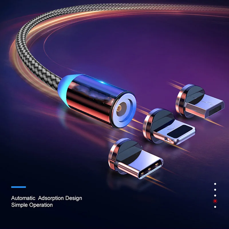 Магнитный зарядный кабель быстрая зарядка Micro USB Type-C для iPhone Samsung Xiaomi Huawei