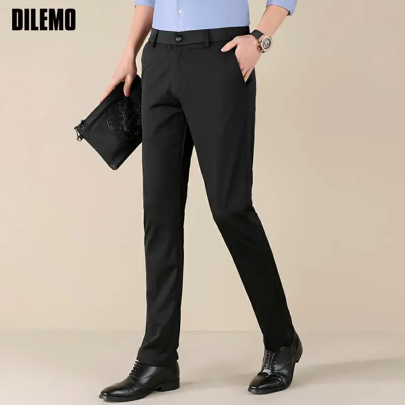 

New Summer Designer Brand Casual Fashion Stretch Comfortable Dress Suit Pants Men Business Trousers Top Quality Men's Clothing