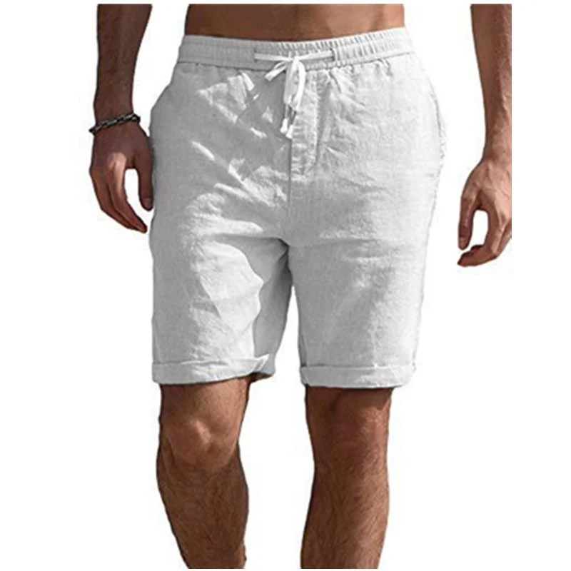 

Mandylandy Quick Dry Soft and Comfortable Cotton Linen Mens Shorts Solid color Casual Half Pants Beach Surf Bathing Boxer Briefs