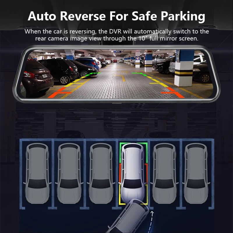 10 дюймов зеркало заднего вида Автомобильный видеорегистратор с двумя