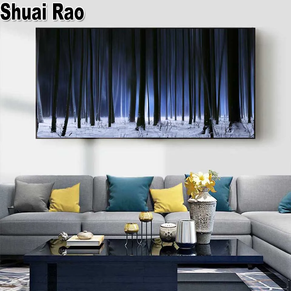 

5d diy diamond painting" Snow Blue Tree "mosaic cross stitch 3d embroidery diamond Full Round/Square stones Big Size Art