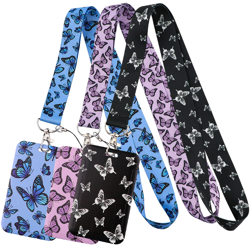 

SP2046 Butterfly Keychain Lanyard Neck Strap for key ID Card Cellphone Straps Badge Holder DIY Hanging Rope Keychain Accessories