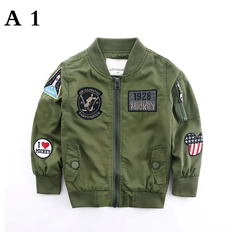 Весна-Осень 2020 куртки для мальчиков куртка-бомбер зеленая ветровка Детская