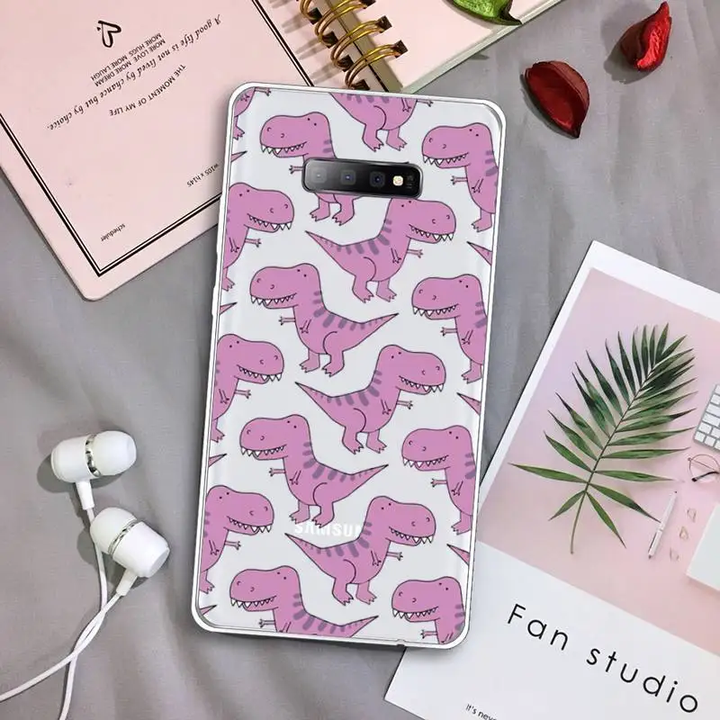 

Dinosaur Baby Cute corlorful cartoon Phone Case Transparent For Samsung Galaxy S A 5 7 8 9 2015 20 edge plus 10 e lite 2019
