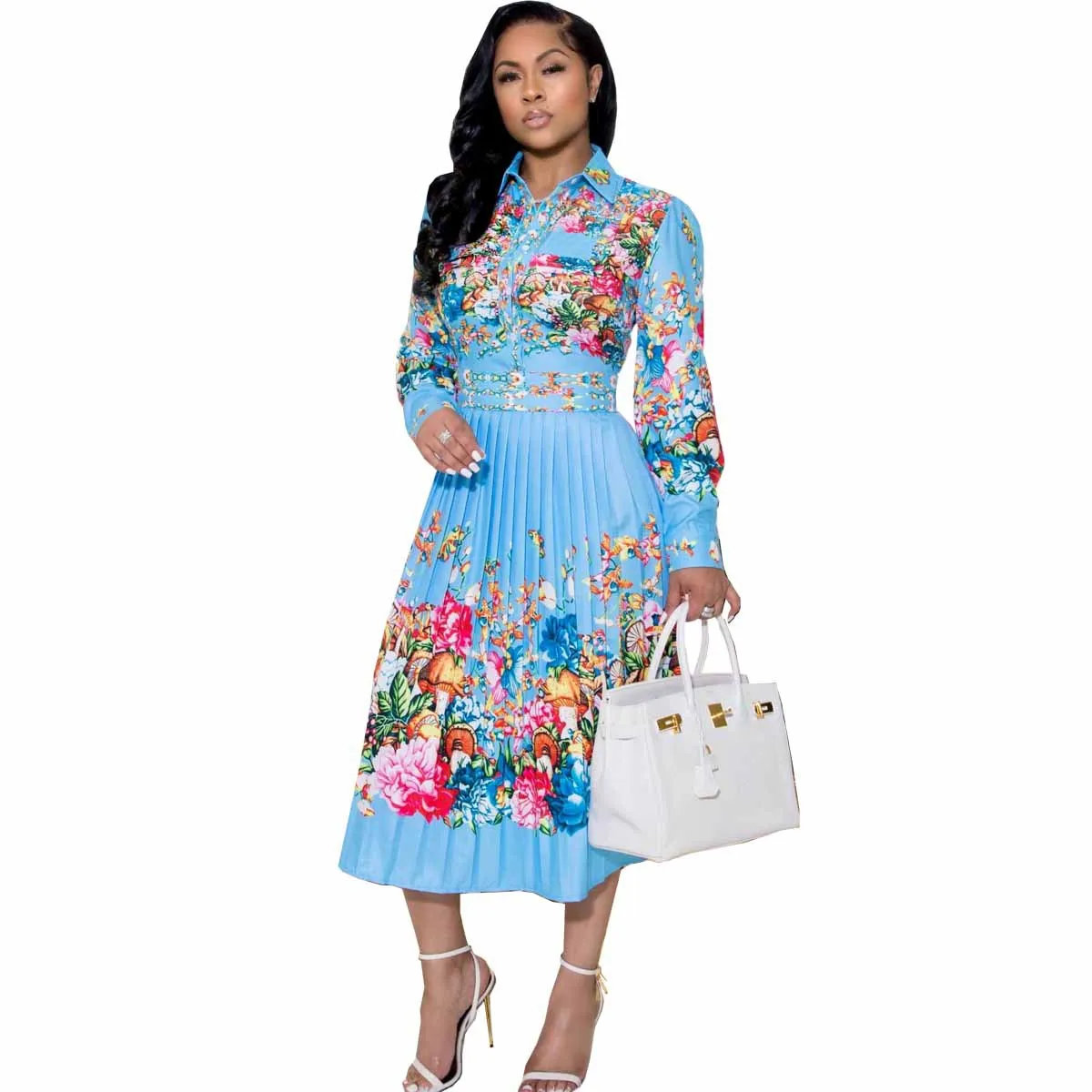 

NOXNEX Fashion Designer Dress Spring Autumn Women's Dress Long Sleeve Vintage Floral Print Lace Pleated Slim Dresses Fall Clothe