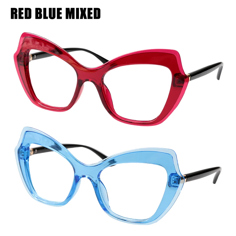 Red Blue Mixed SOOLALA бабочка рамка очки для чтения «кошачий глаз» Для женщин ретро Винтаж дальнозоркости Пресбиопии очки для чтения с чехол 0,5 до 4,0 - Цвет оправы: Red Blue Mixed