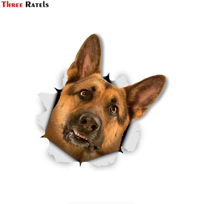 

Three Ratels FTC-1087 3D Dog Stickers Curious German Shepherd For Wall, Fridge, Toilet,window, mirror and cabinet
