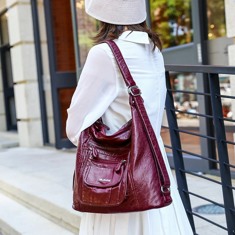 Женские повседневные сумки Большая вместительная сумка женские кожаные на плечо