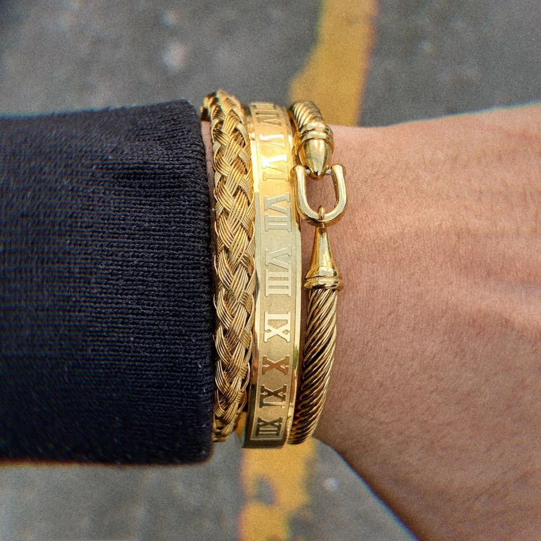 3 шт./компл. браслеты из королевской римской проволоки бриллиантовые для мужчин